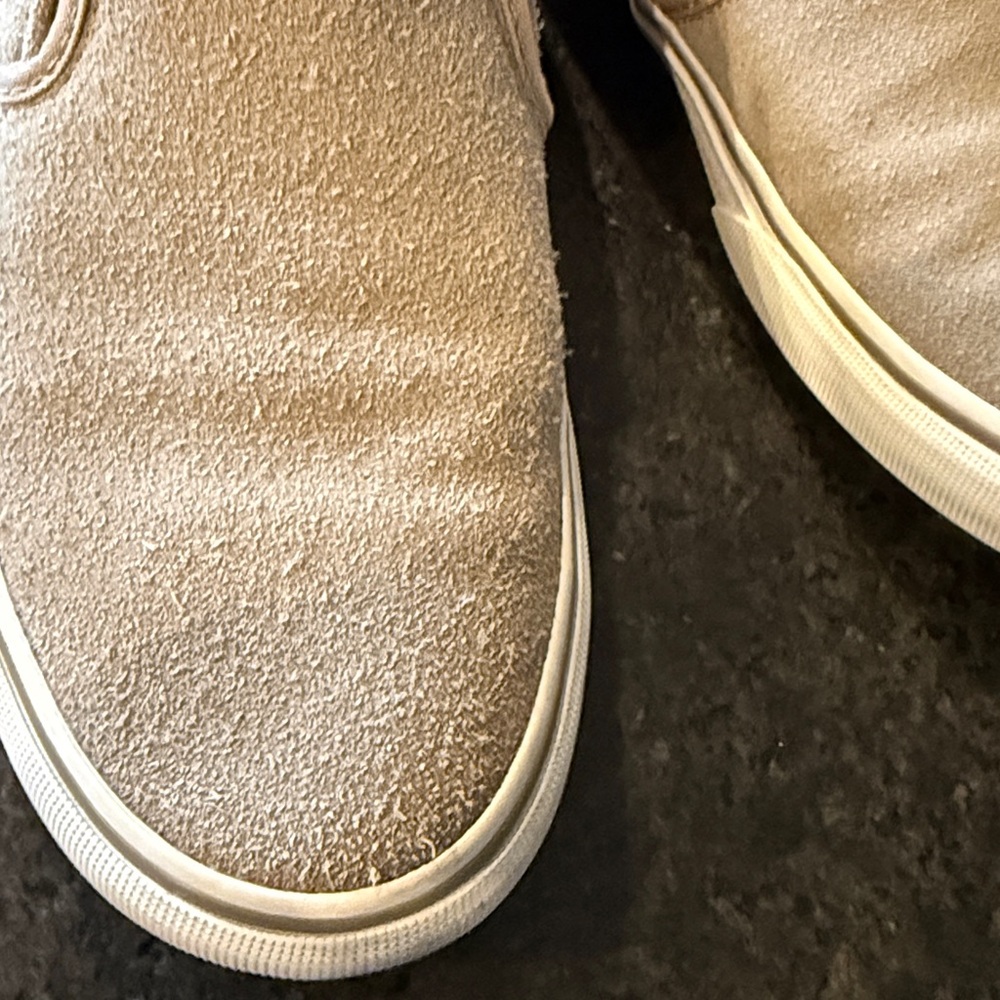 Vans Asher Slip On Sneakers Beige Textured Canvas Gold Flecks 721356 Womens 7